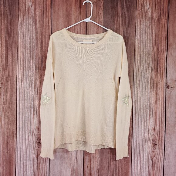 Zadig & Voltaire Womens Large Cici Patch Cashmere Sweater Knit Stars Apricot - Picture 1 of 16